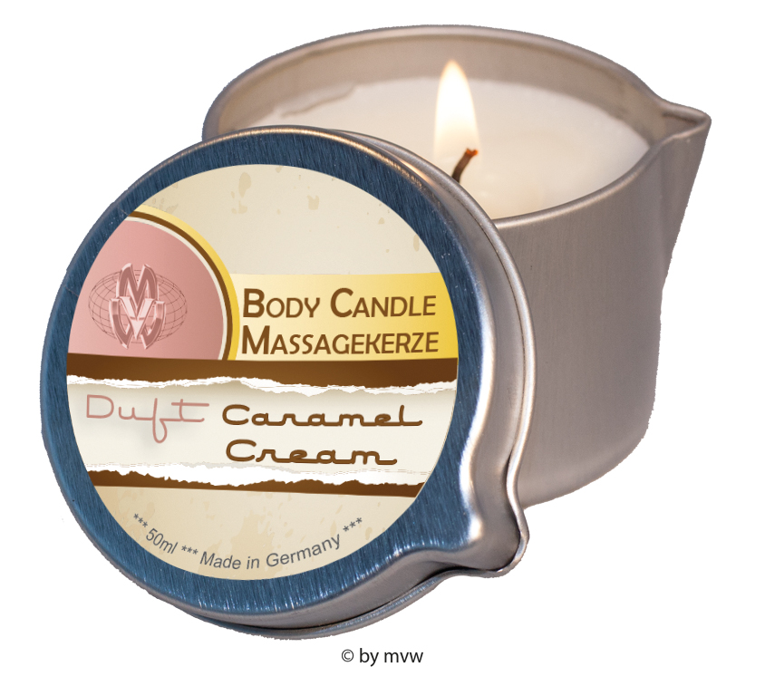 Masážní svíčka s erotickým olejovým voskem - 50ml - karamel