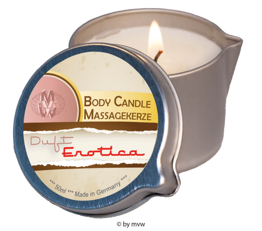 Masážní svíčka s erotickým olejovým voskem - 50ml - Erotica